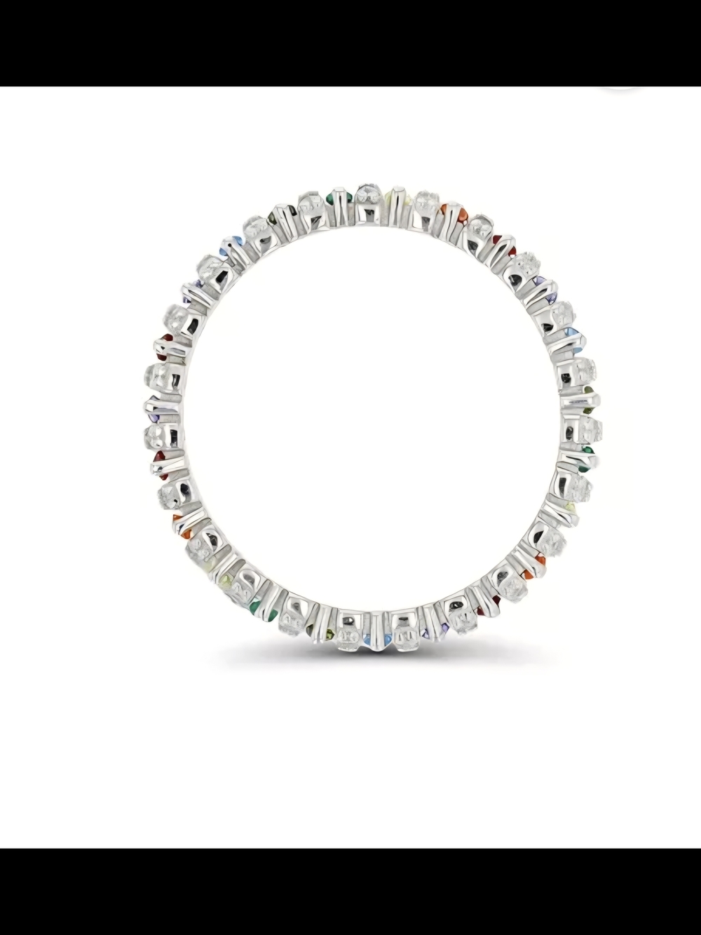 Silver Multi-Color Crystal Eternity Band